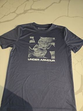 Under Armour Navy Blue Graphic Logo Short Sleeve Tee - Kids